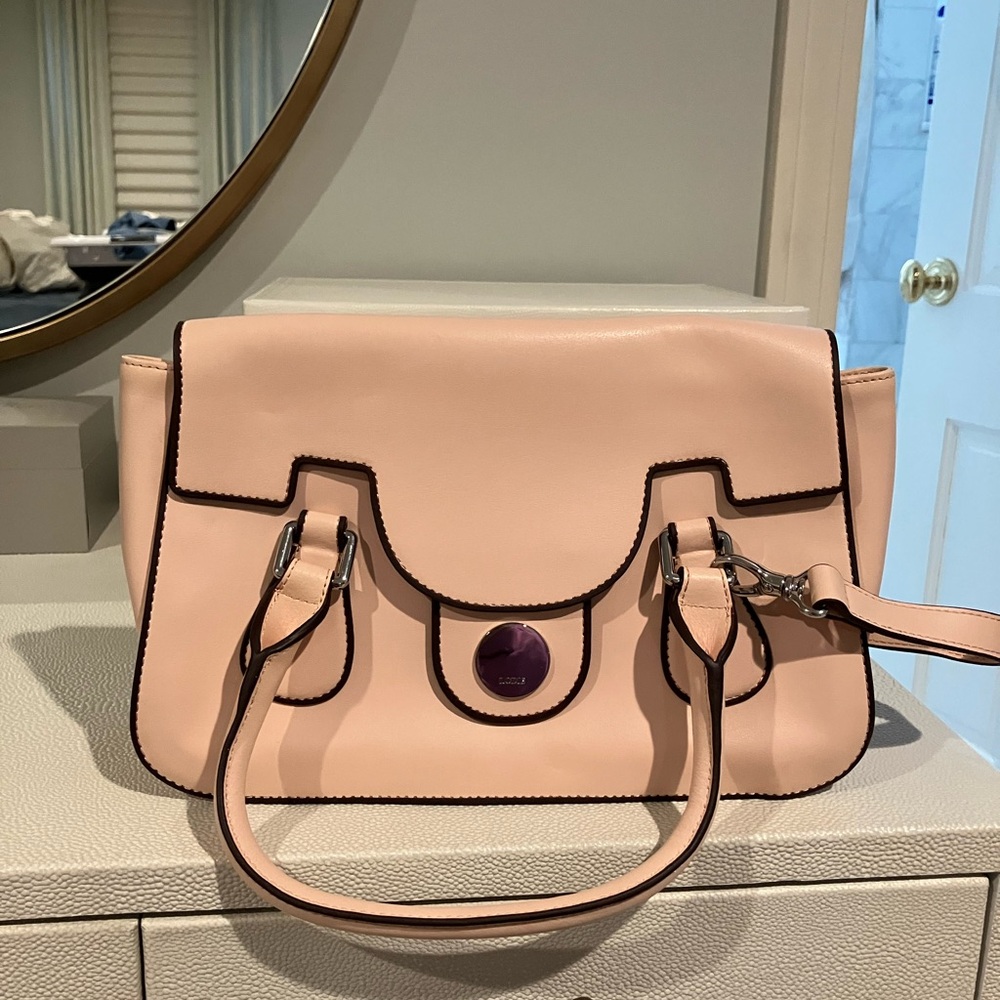 Lodis genuine leather tote with removable crossbody strap.